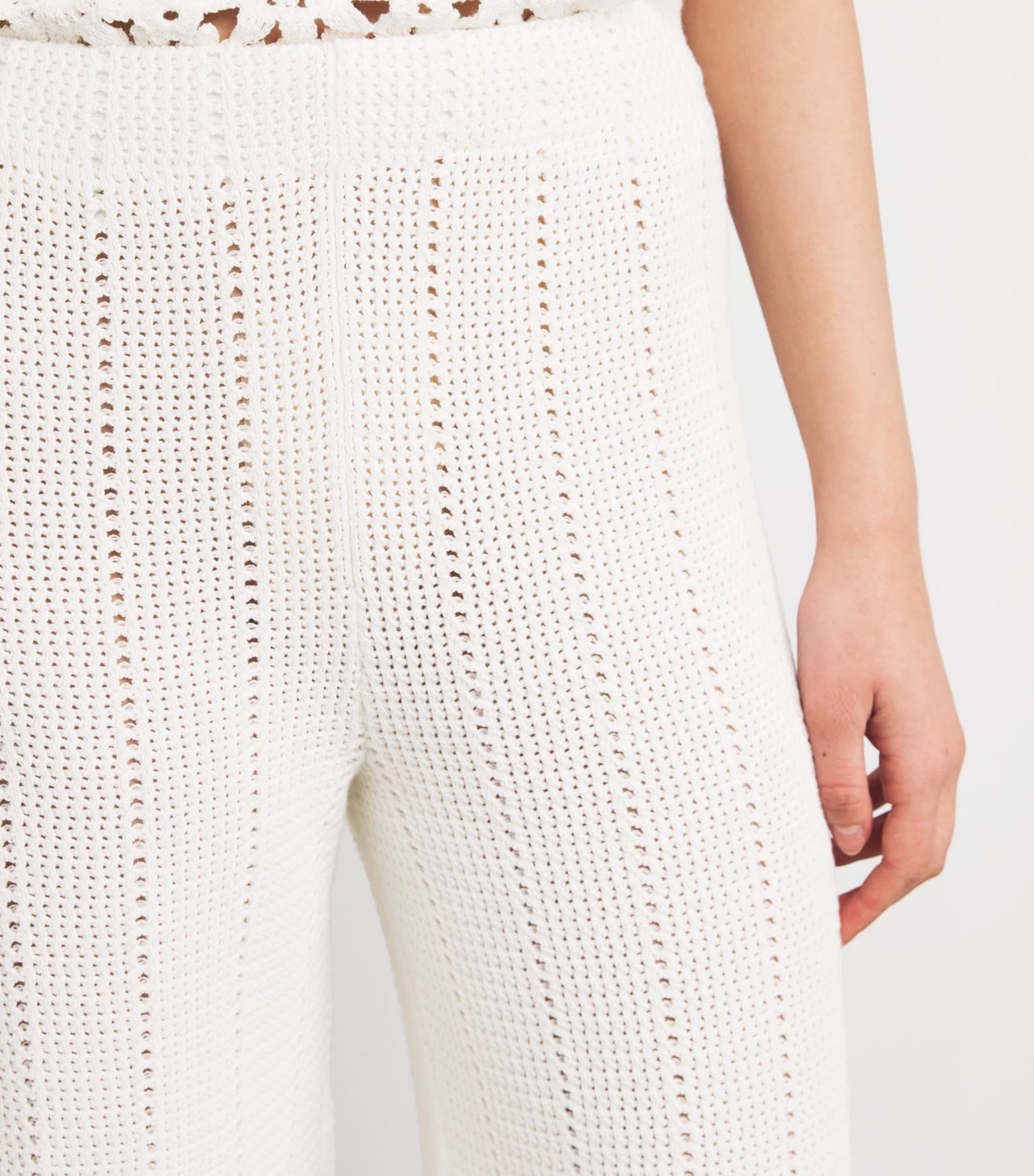 Crochet Wide-Leg Trousers WHITE