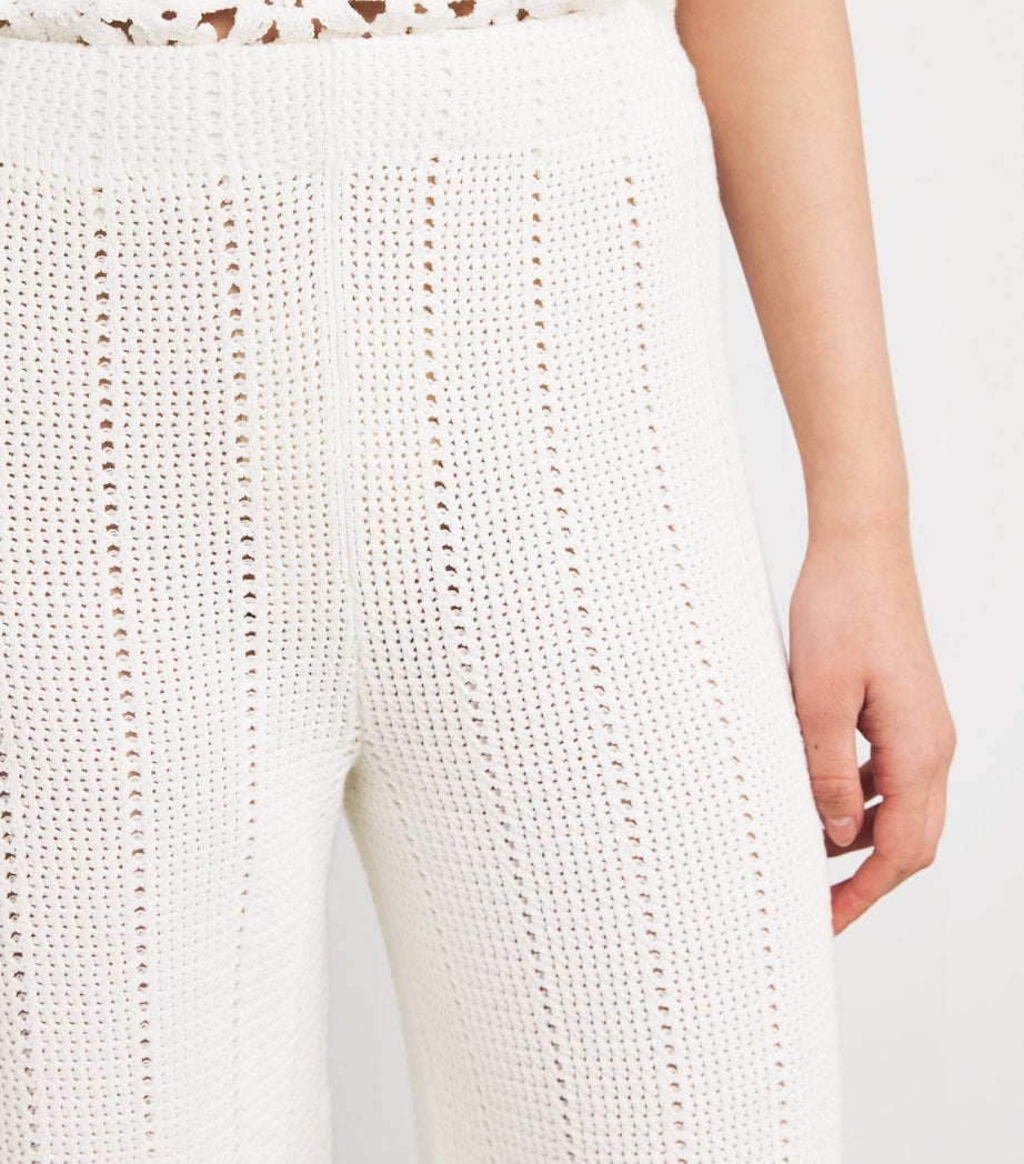 Crochet Wide-Leg Trousers WHITE