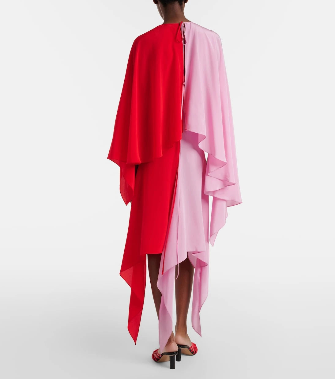 JW Anderson - Draped caped silk midi dress