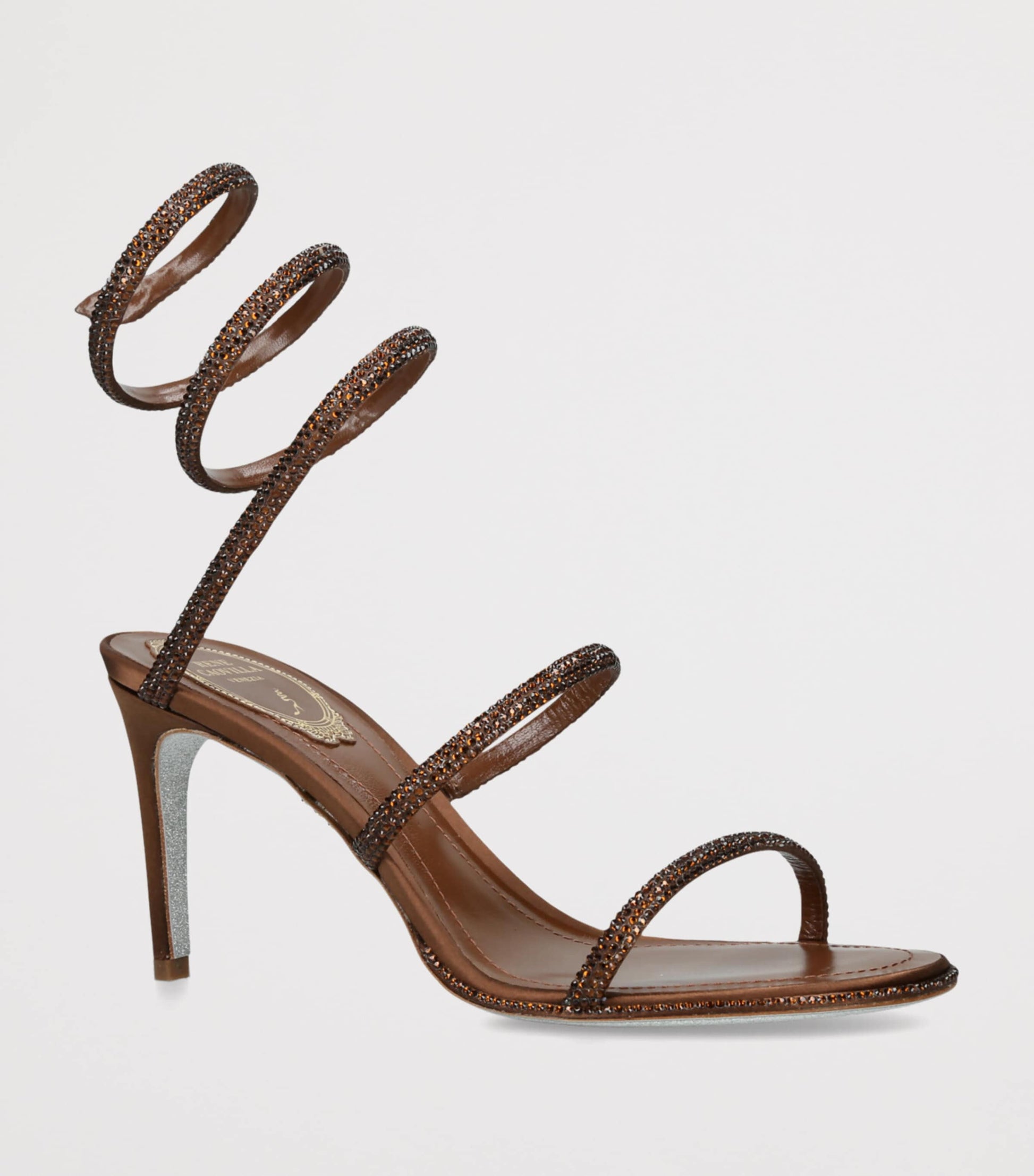 Brown Satin Embellished Cleo Sandals 80