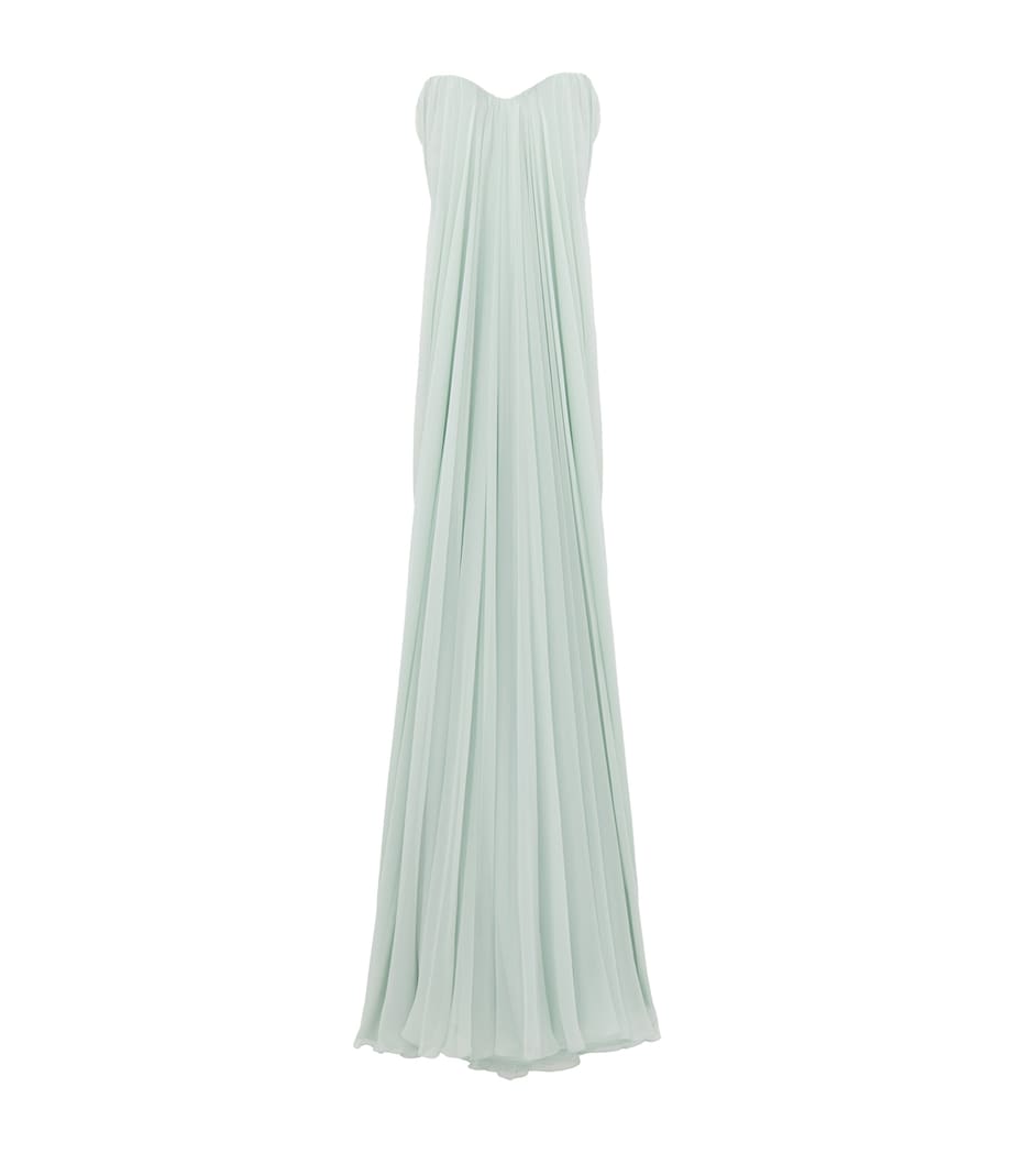 McQueen Green Silk Draped Maxi Dress