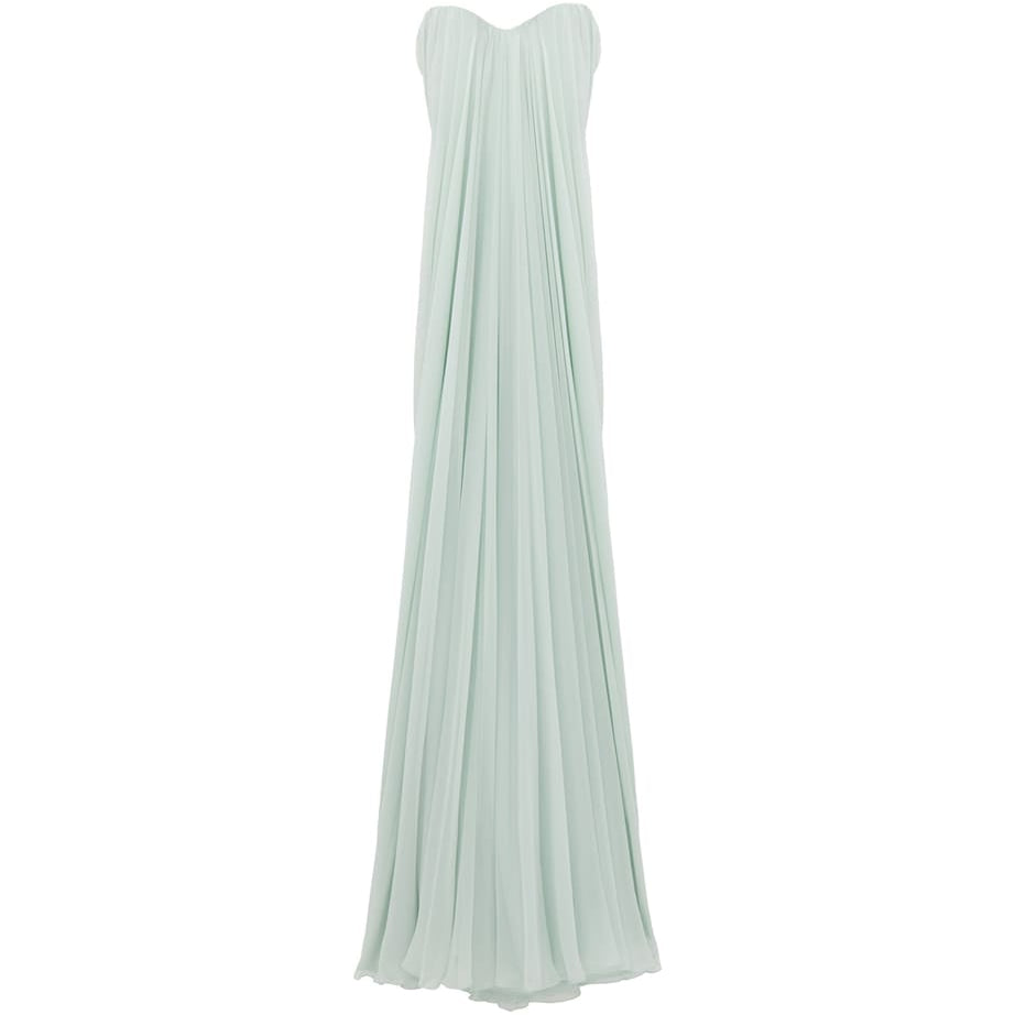 McQueen Green Silk Draped Maxi Dress