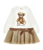 Multi Embellished Teddy Bear Dress (2-12 Years)