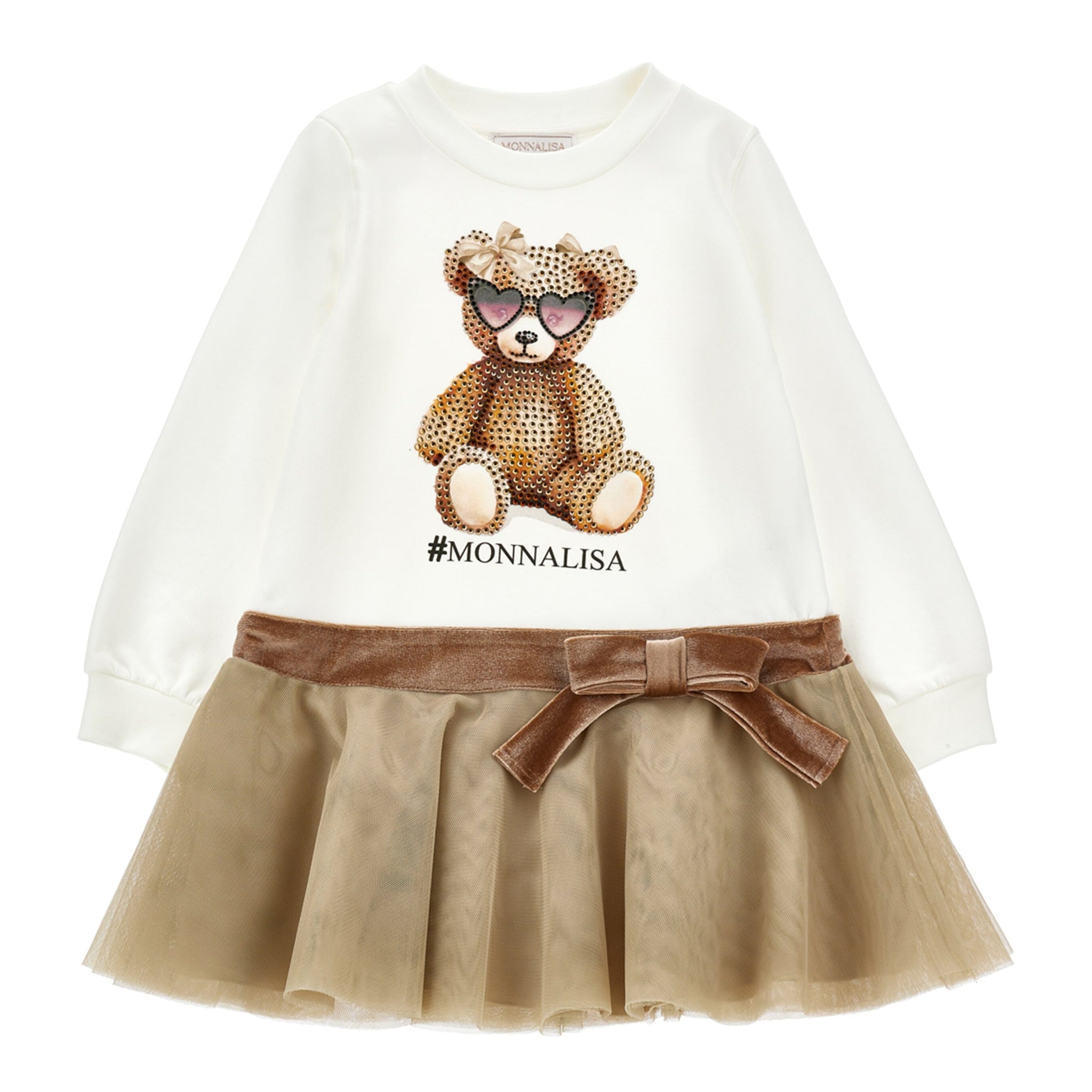 Multi Embellished Teddy Bear Dress (2-12 Years)