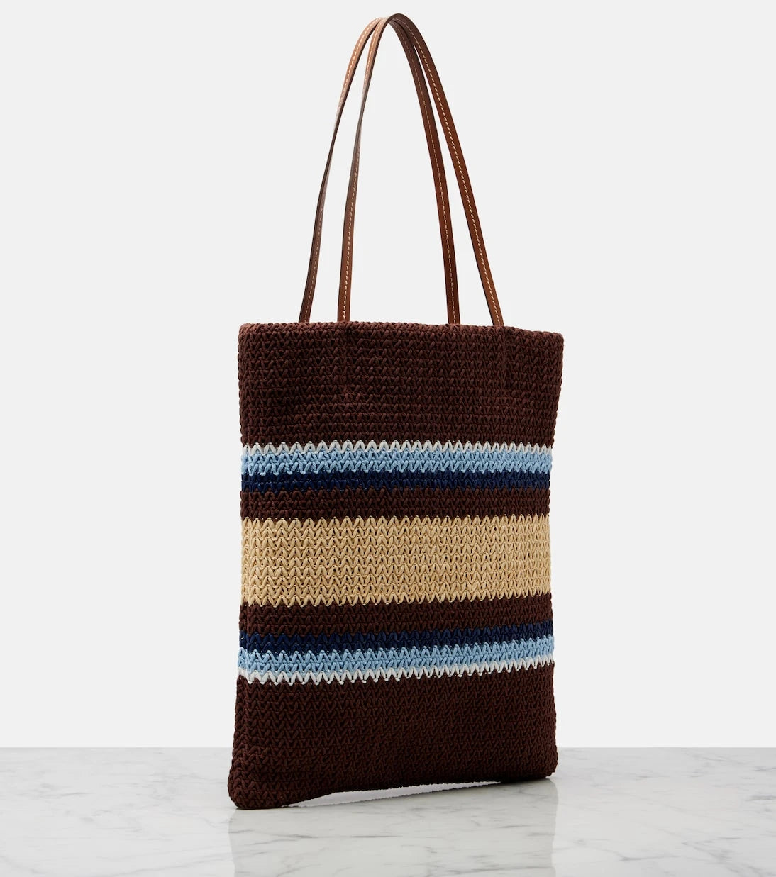 Miu Miu - Striped raffia-effect shopper