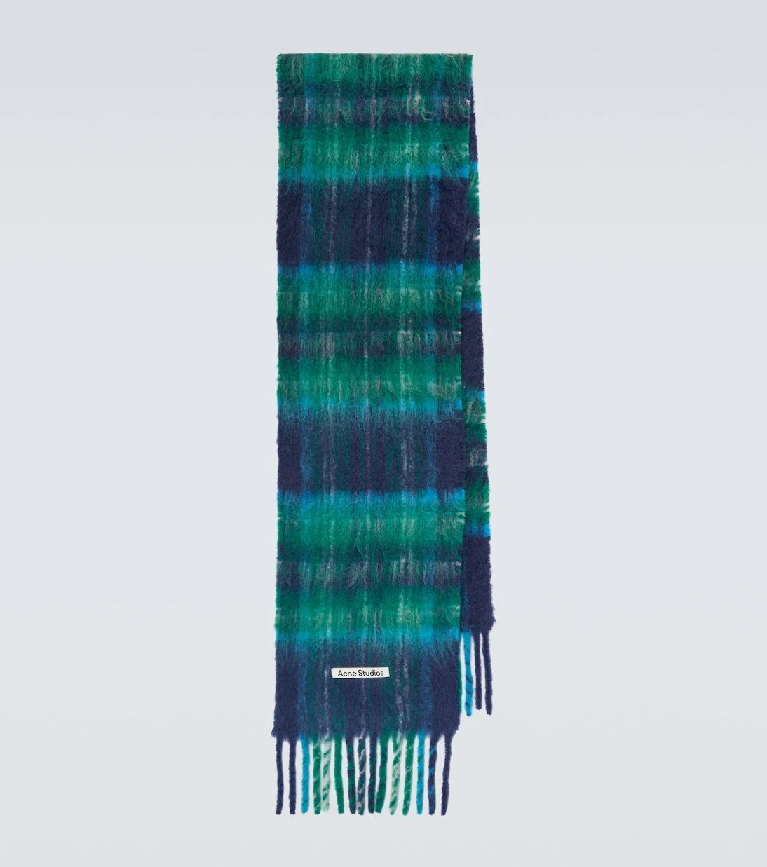 Acne Studios - وشاح موهير-مخلوط كاروهات بأهداب