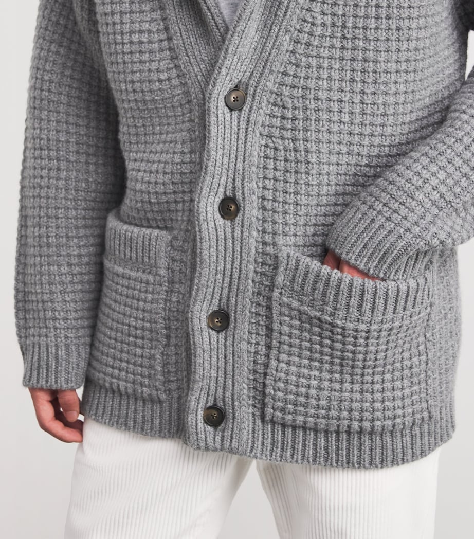 Eleventy Grey Wool-Cashmere Shawl Cardigan
