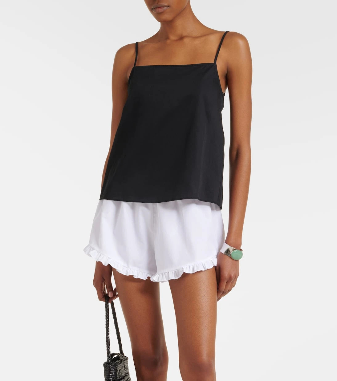 Hunza G - Frill cotton poplin shorts
