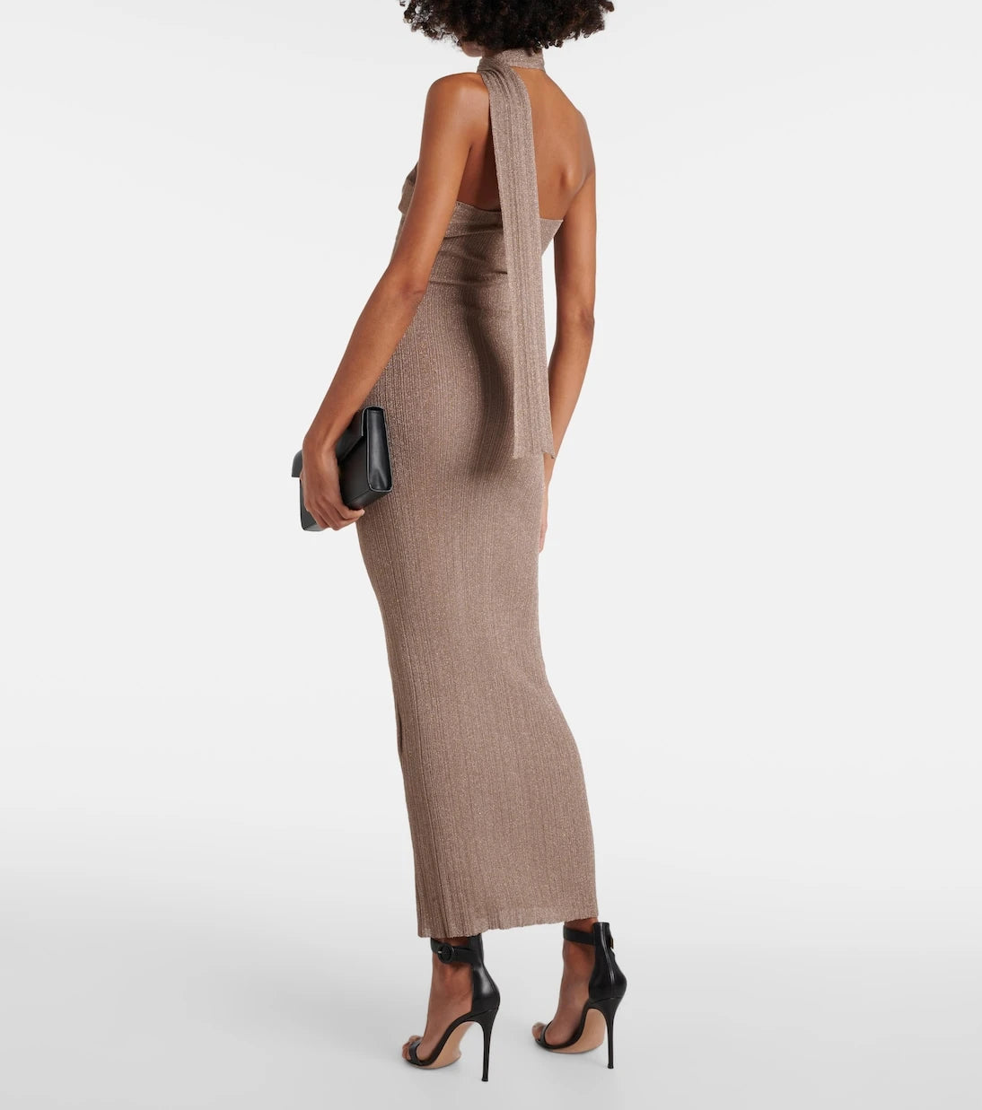 Aya Muse - Scarf-detail lamé maxi dress