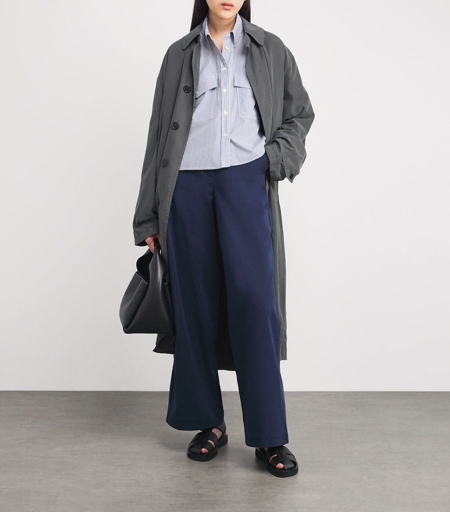 Weekend Max Mara Blue Cotton Wide-Leg Trousers