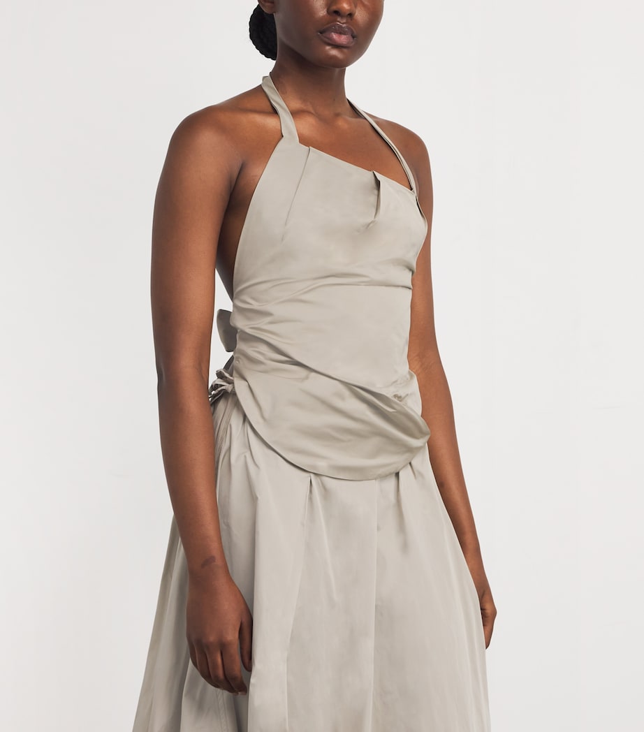 Nadine Mos Beige Draped Bib Top