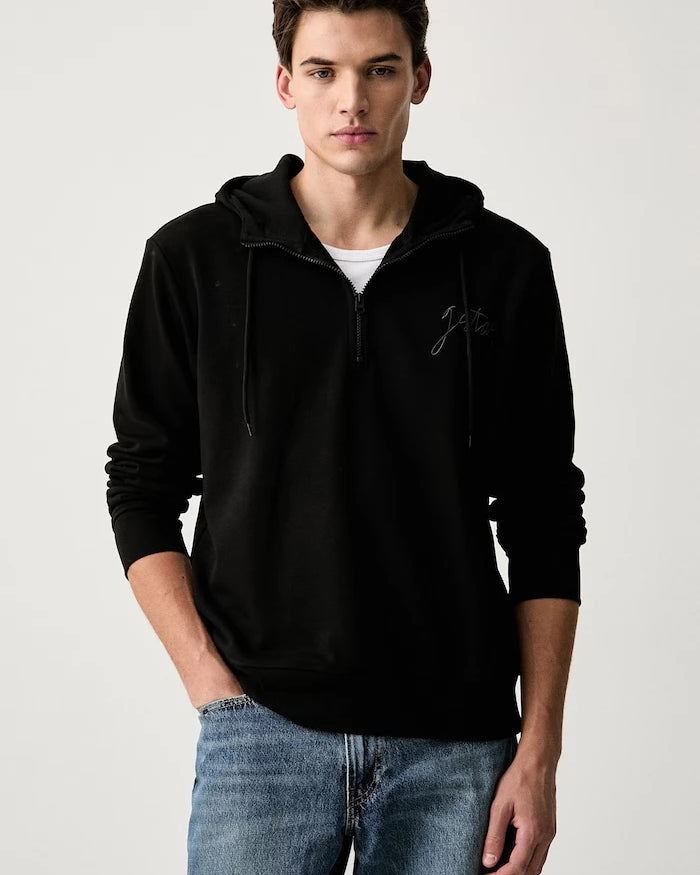 G-Star kapüşonlu erkek pamuklu Script half zip hdd sw