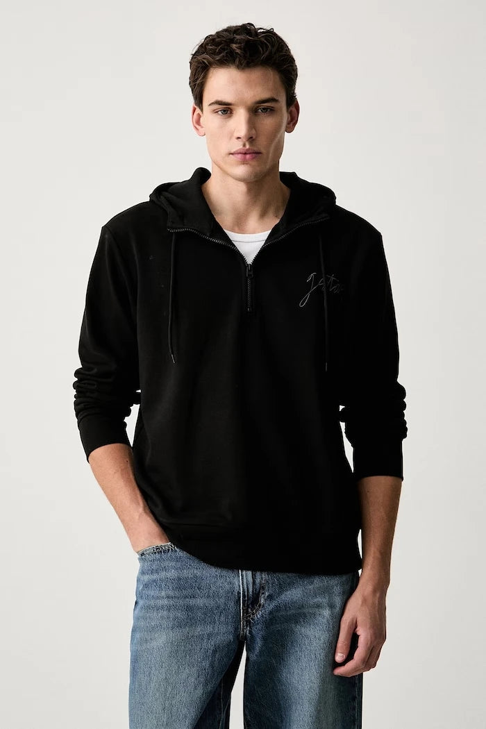 G-Star kapüşonlu erkek pamuklu Script half zip hdd sw