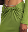 Green Pin-Gathered Maxi Skirt