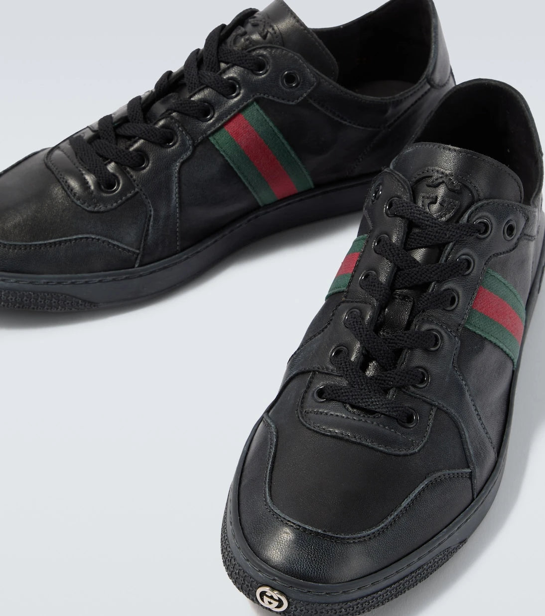 Gucci - Stretch Web Stripe leather sneakers