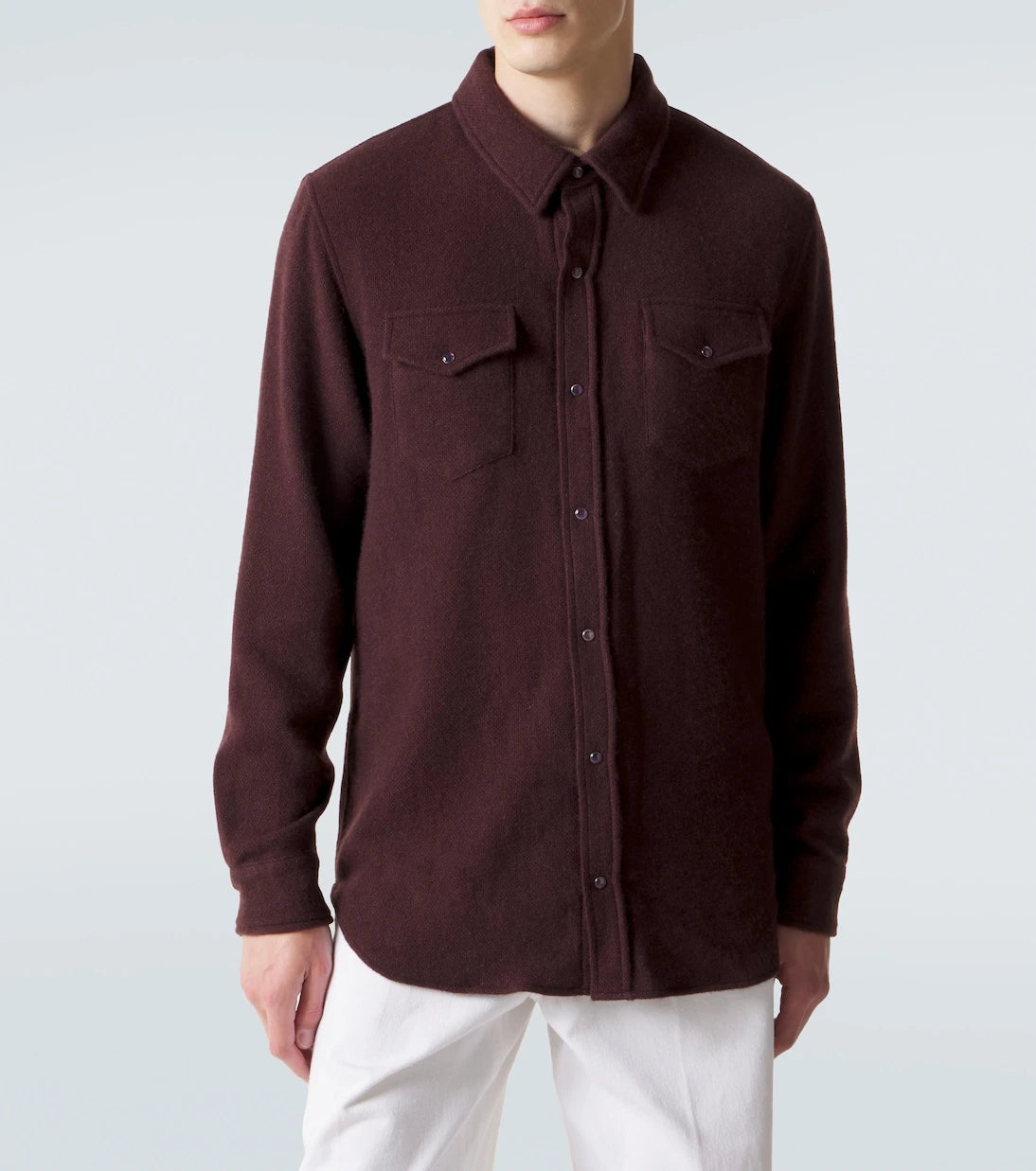 God's True Cashmere - Claret cashmere shirt with amethyst