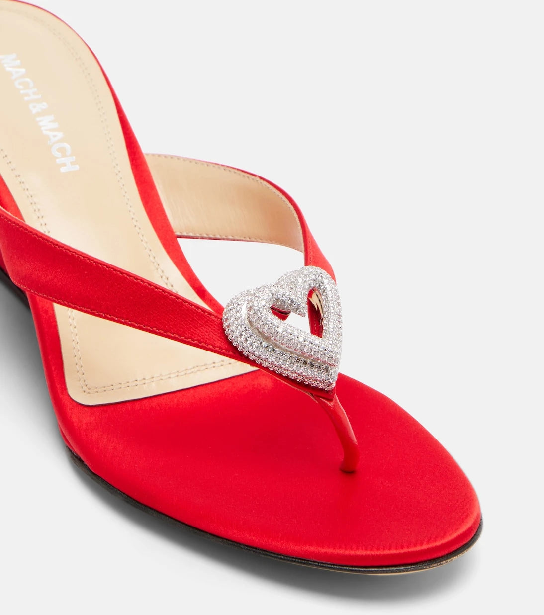 Mach & Mach - Double Heart satin wedge thong sandals