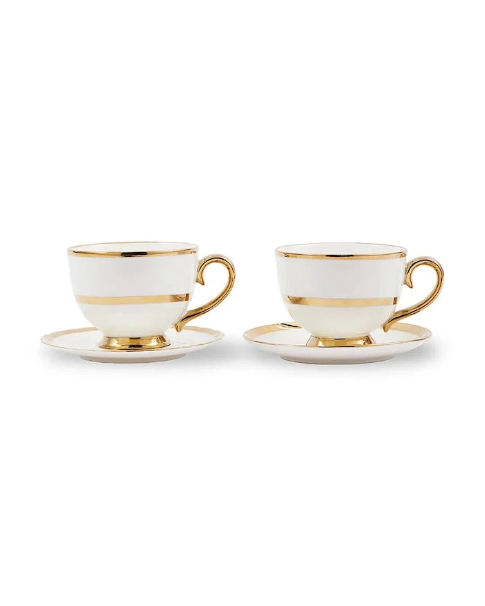 İki kişilik fincan ve tabak seti POLSPOTTEN Golden Finds 500 ml