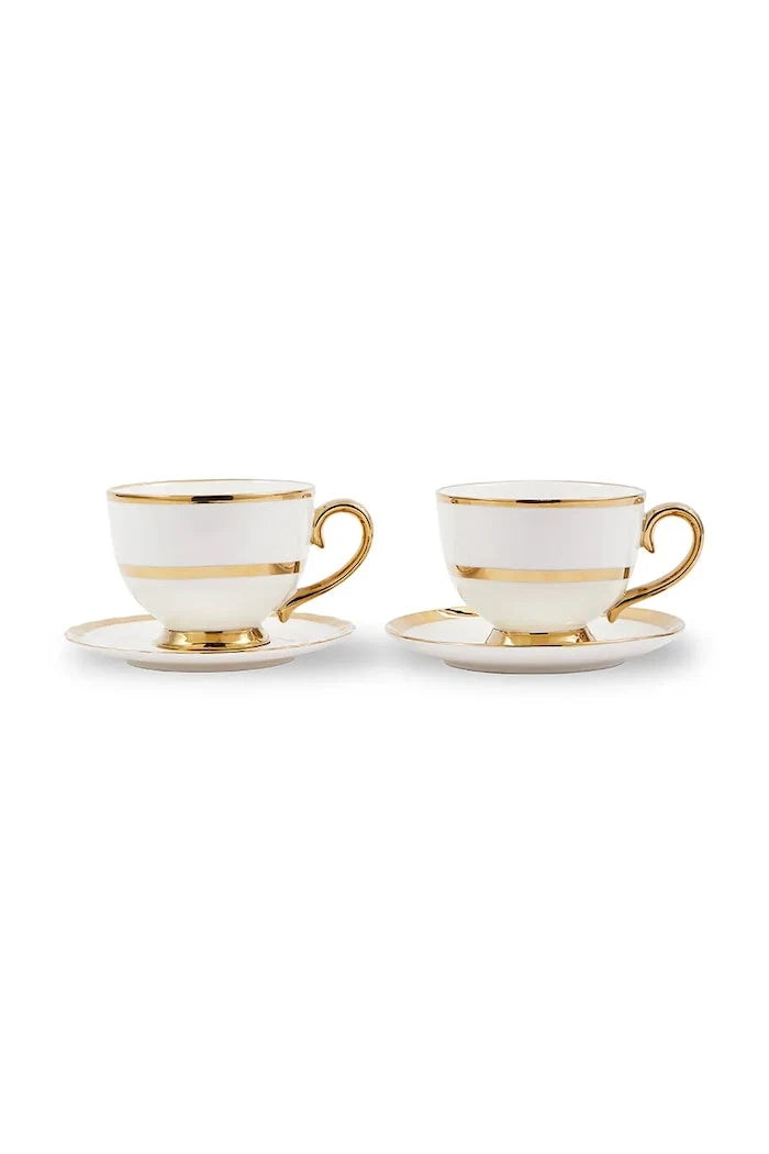 İki kişilik fincan ve tabak seti POLSPOTTEN Golden Finds 500 ml