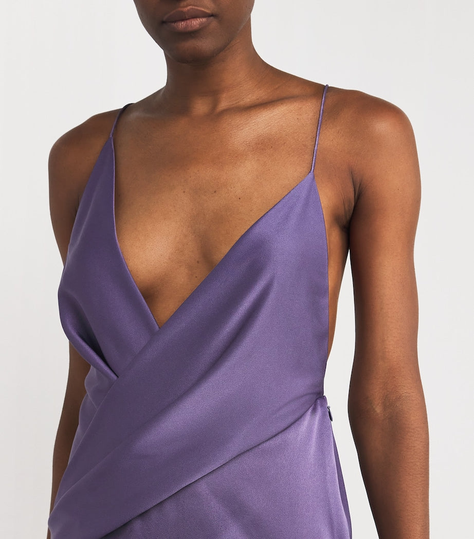 Alex Perry Purple Satin Asymmetric Mini Dress