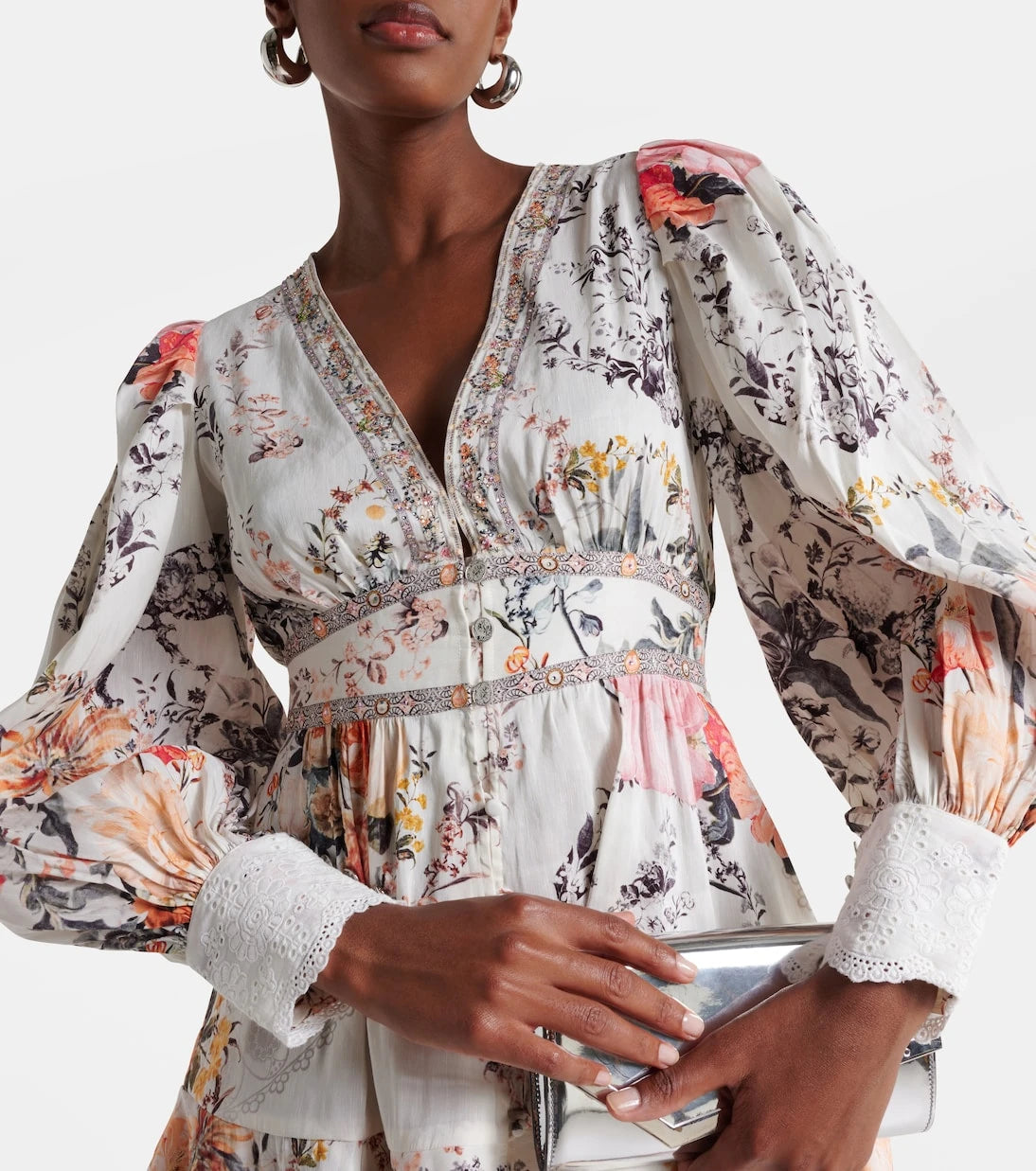 Camilla - Floral linen and silk minidress