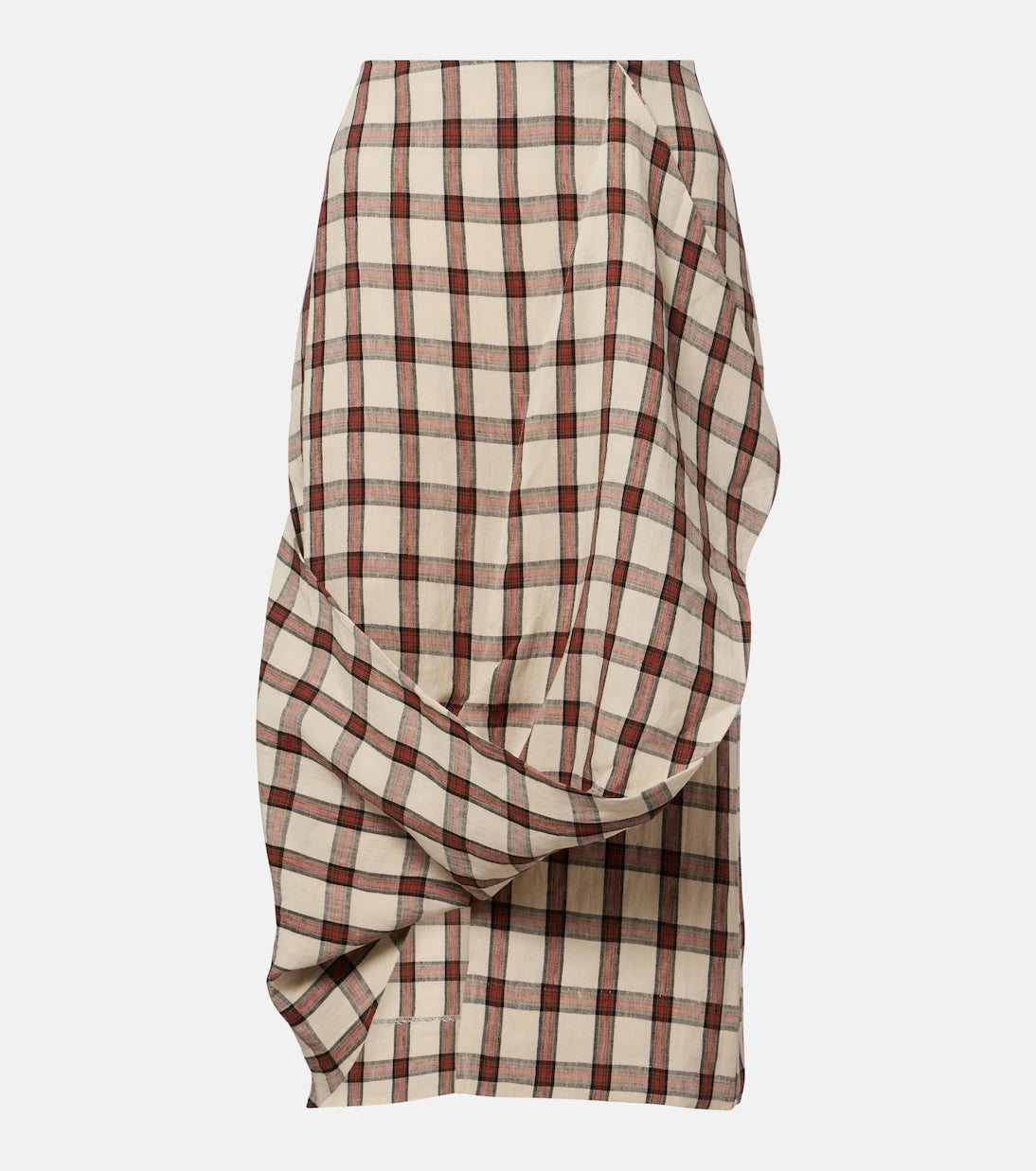 Róhe - Checked linen midi skirt