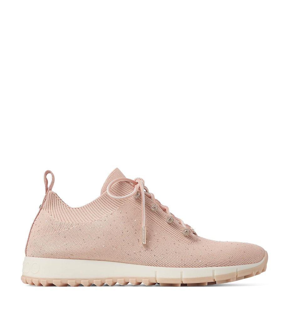 Jimmy Choo Pink Veles Knitted Glitter Sneakers