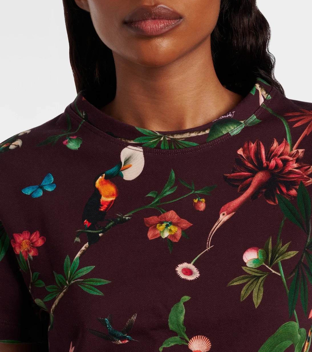 La DoubleJ - La Scala feather-trimmed printed cotton T-shirt