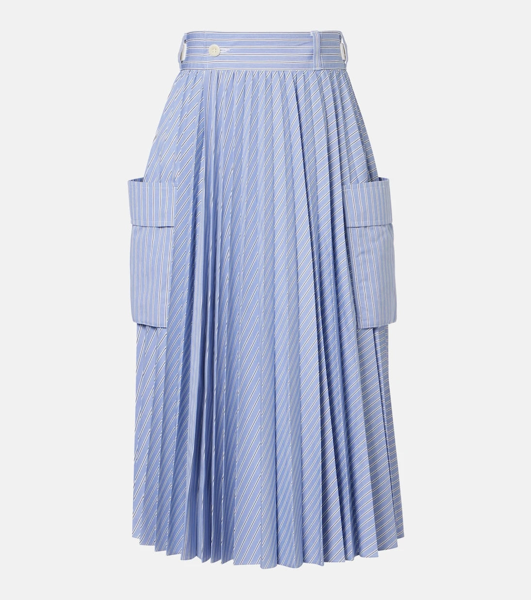 Sacai - Striped cotton-blend midi skirt