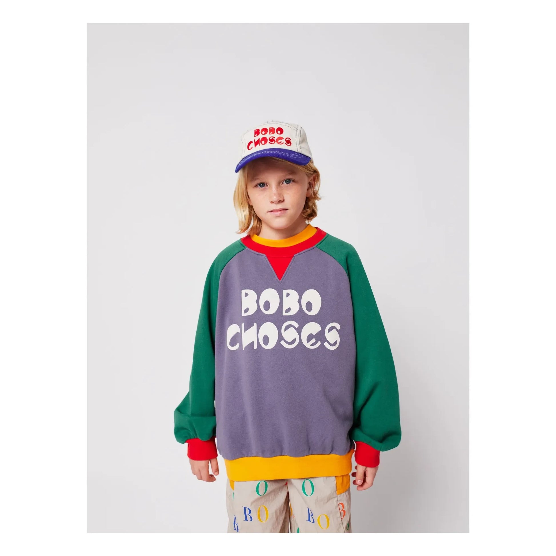 Bobo Choses - Colorblock organic cotton sweatshirt | Mauve