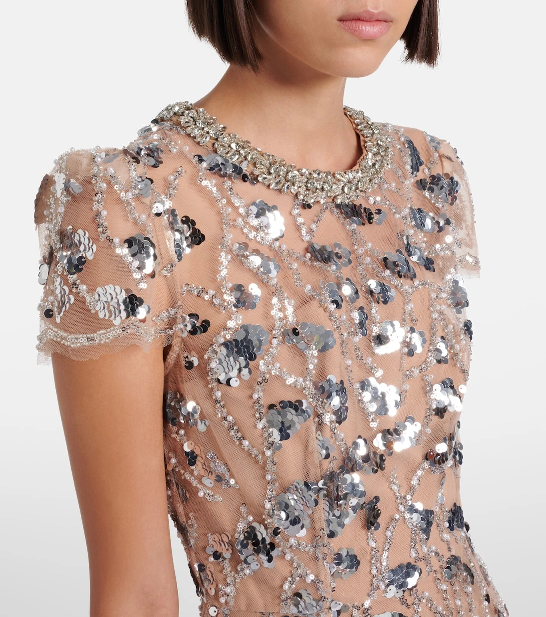 Self-Portrait - Sheer sequined cocktail dress