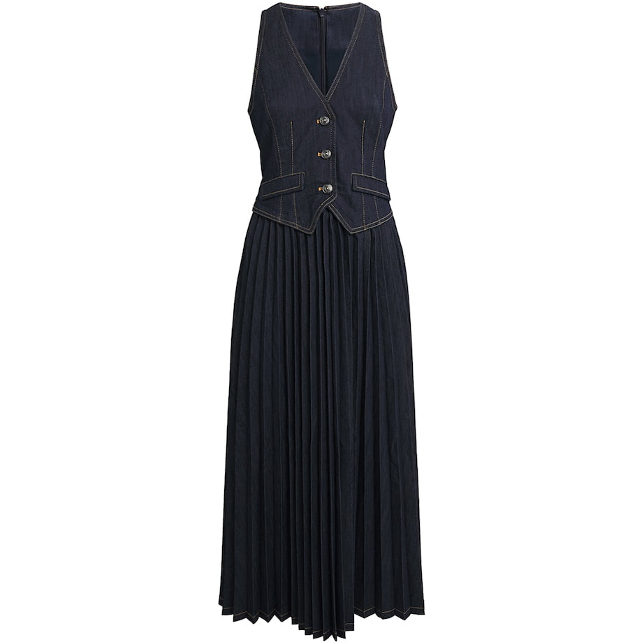 Cinq A Sept Navy Denim Esther Midi Dress