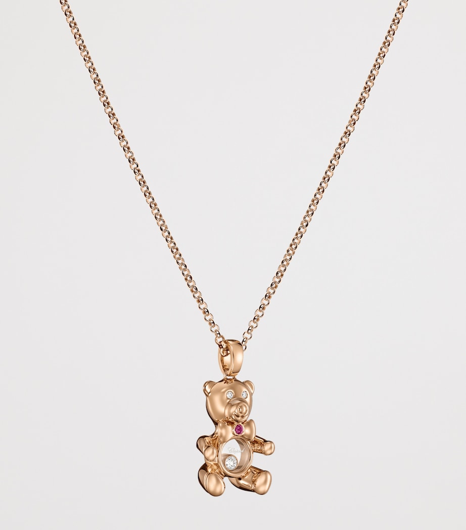 Rose Gold and Diamond Happy Diamonds Teddy Necklace