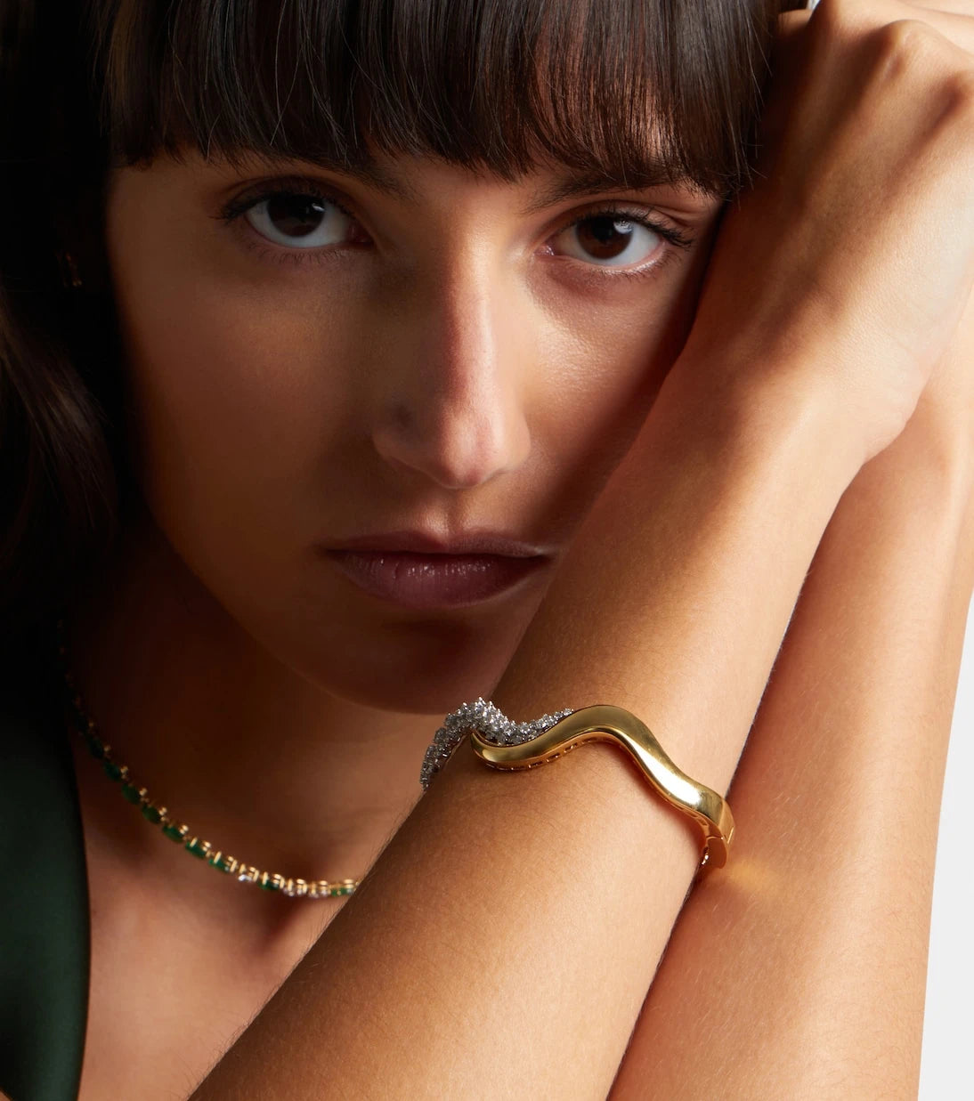Yeprem - Golden Strada 18kt gold bangle with diamonds