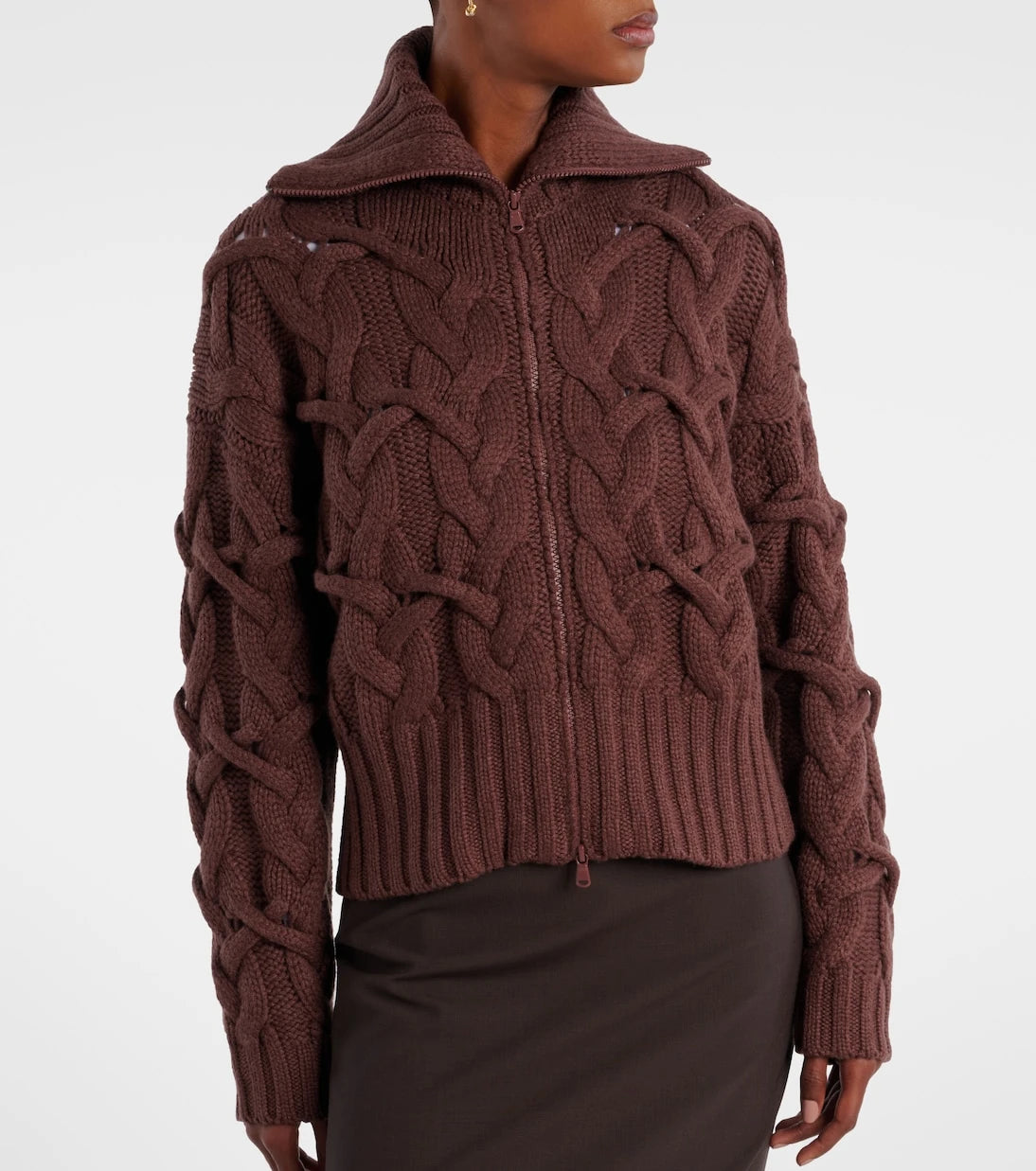 Brunello Cucinelli - Cable-knit cashmere zip-up cardigan