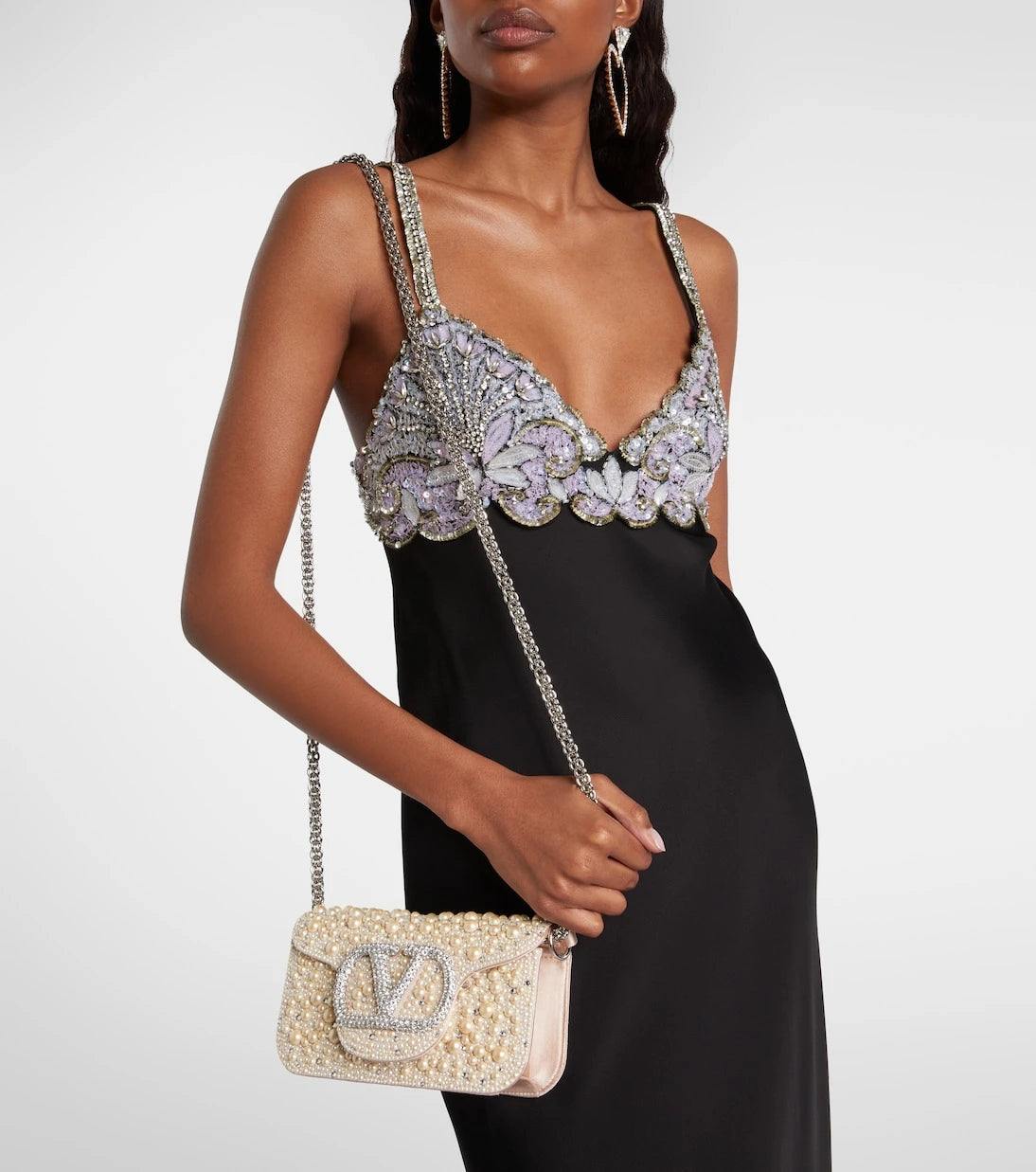 Valentino Garavani - Locò Small embellished satin shoulder bag
