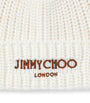 Jimmy Choo White Yuki Virgin Wool Beanie