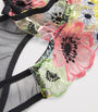 Fleur Du Mal Multi Embroidered Azalea Suspender Belt