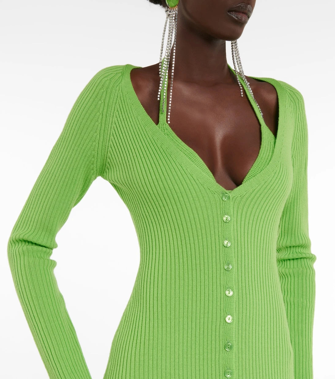 Blumarine - Ribbed-knit wool halterneck midi dress