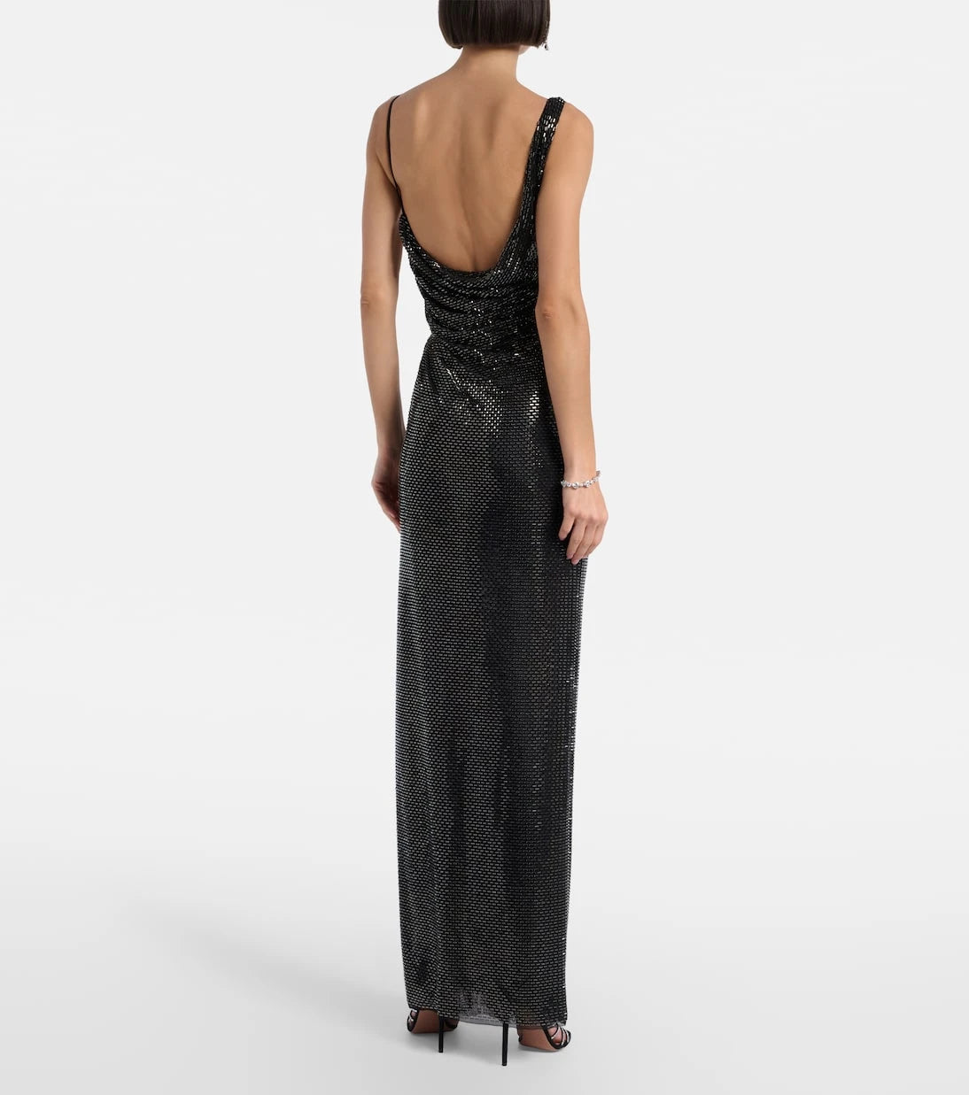 Self-Portrait - Draped rhinestone-embellished maxi dress