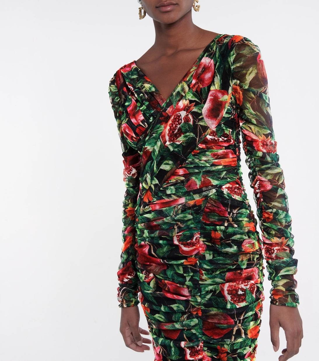 Dolce&Gabbana - Pomegranate-printed cotton-blend midi dress