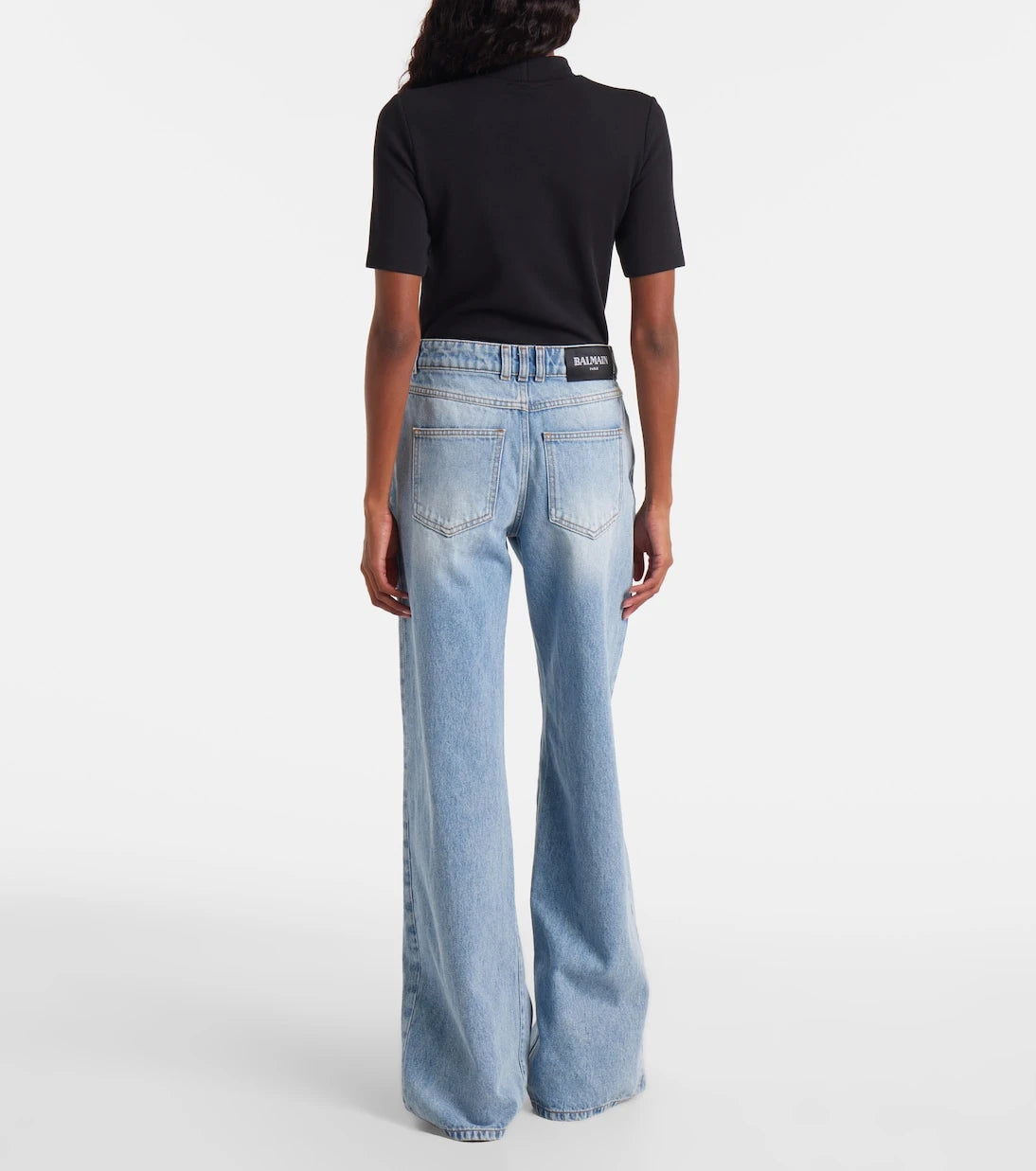 Balmain - جينز بقصة أرجل واسعة وخصر متوسط الارتفاع