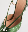 Malone Souliers Green Satin Moore Slingback Pumps 90