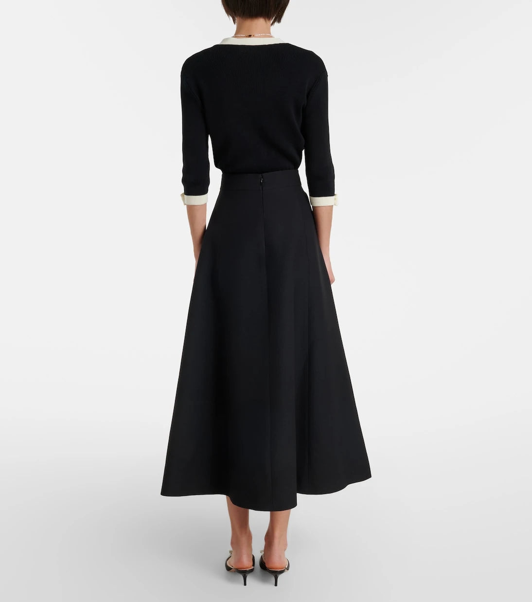 Valentino - VGold Crepe Couture midi skirt