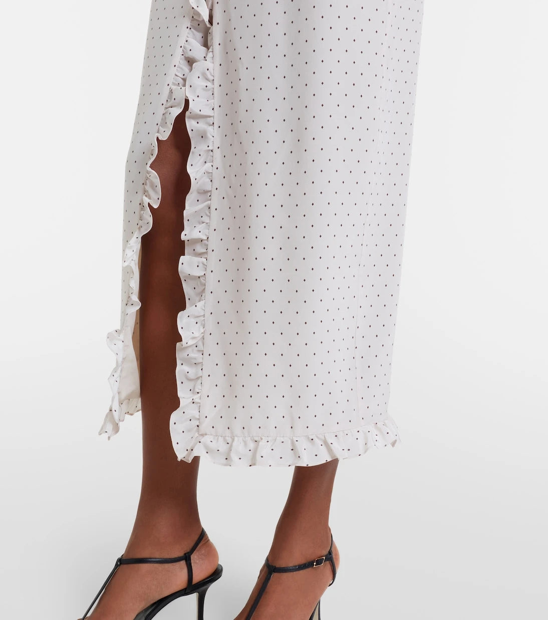 Alessandra Rich - Polka-dot peplum silk midi dress