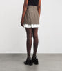 Brown Wool-Blend Belted Mini Skirt