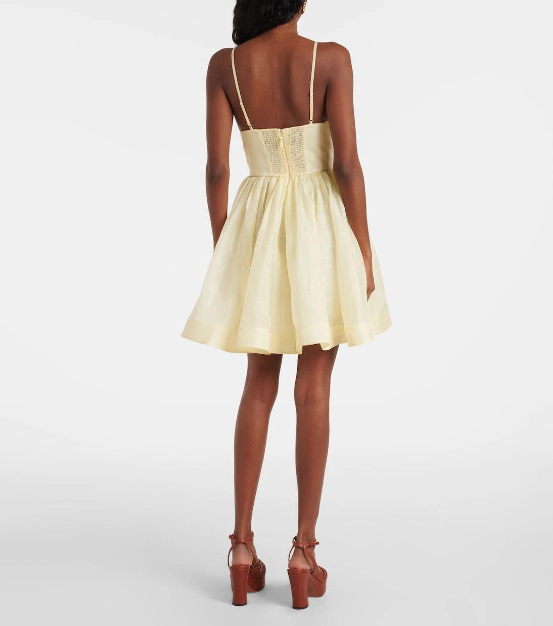 Zimmermann - Illuminate pleated silk and linen minidress