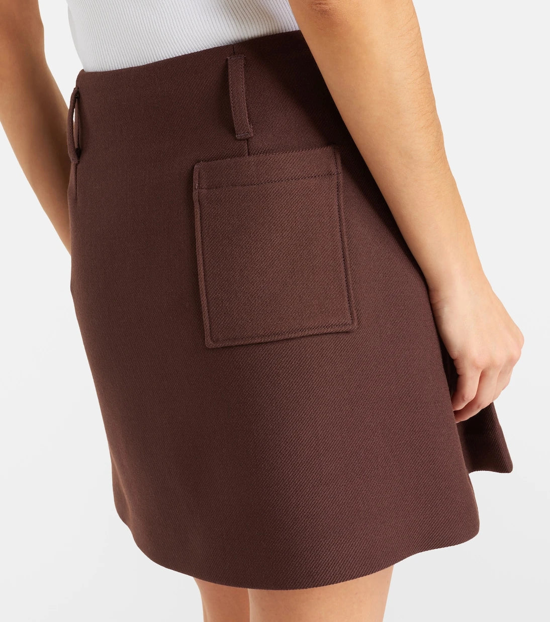 Loewe - Leather-trimmed pleated wool and silk miniskirt