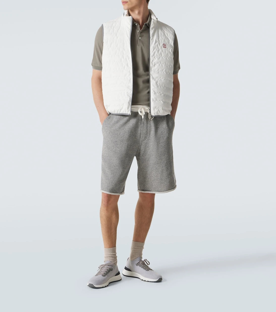 Brunello Cucinelli - Leather-trimmed knitted slip-on sneakers