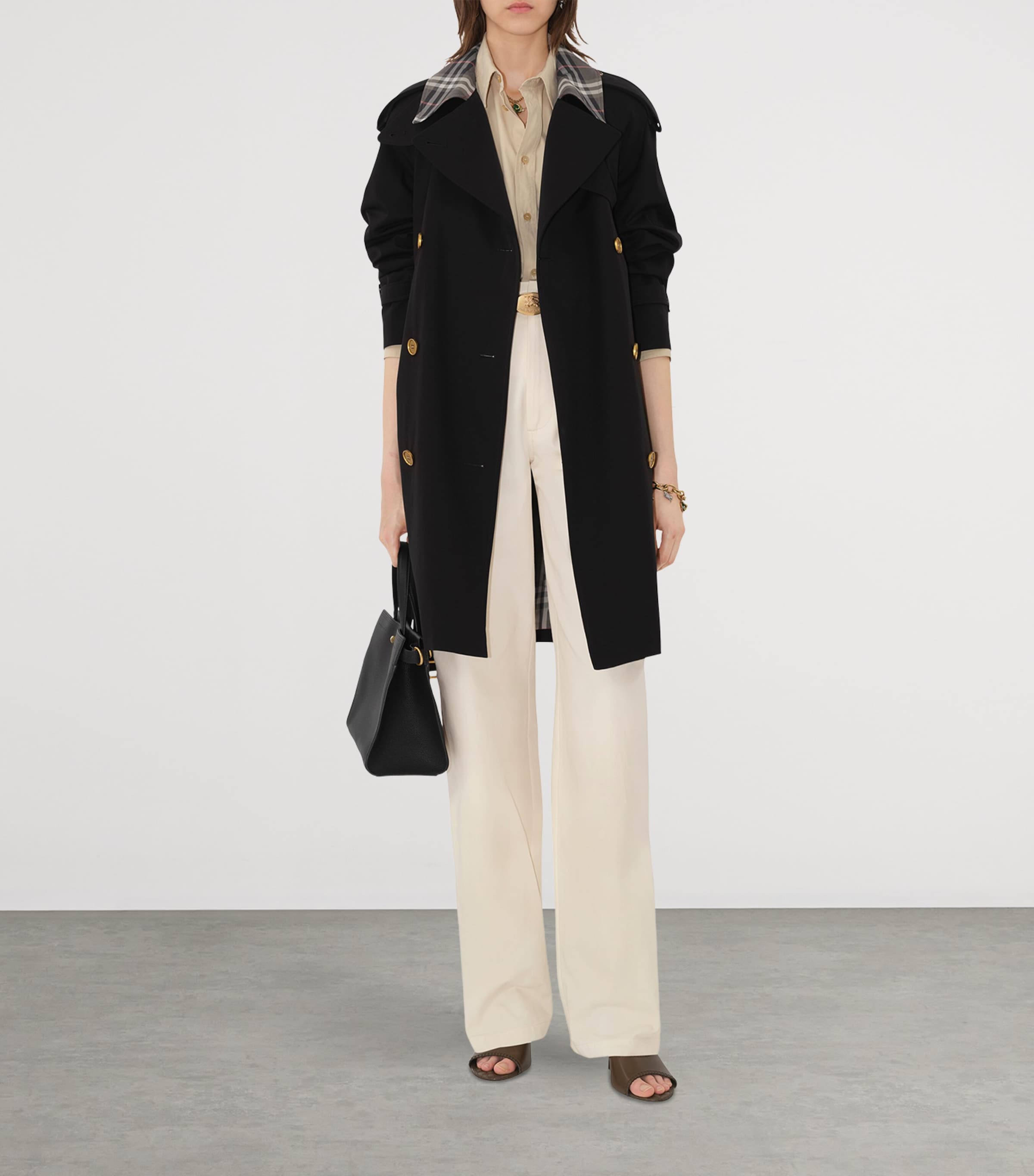 Burberry Black Mid-Length Castleford Trench Coat